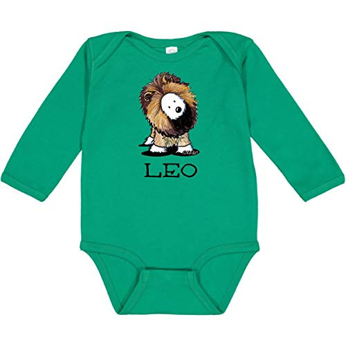 inktastic Leo Lion Long Sleeve Creeper 6 Months Kelly Green - KiniArt 5e53