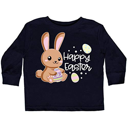 inktastic Happy Easter with Brown Toddler Long Sleeve T-Shirt 3T Black 3e4fc