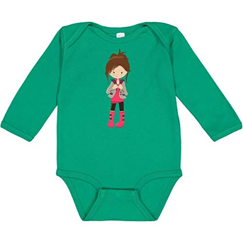 inktastic Fashion Girl Brown Long Sleeve Creeper Newborn Kelly Green 39e04