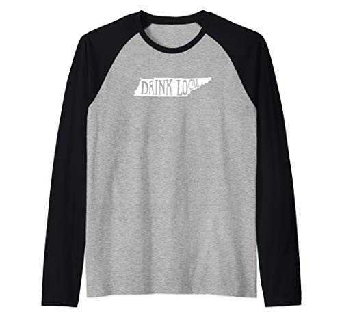 Drink Local Tennessee State Outline Craft Beer Raglan Baseball Tee