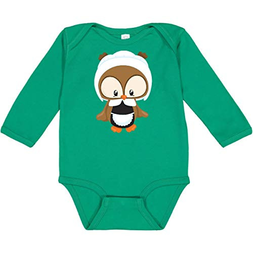 inktastic Thanksgiving Owl Brown Long Sleeve Creeper Newborn Kelly Green 3a0bf