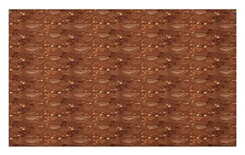 Lunarable Coffee Doormat Doodle Style Cups and Beans Curves and Swirls Pattern on Abstract Background Decorative Polyester Floor Mat with Non-Skid Backing 30 inch X 18 inch Brown Dark Brown