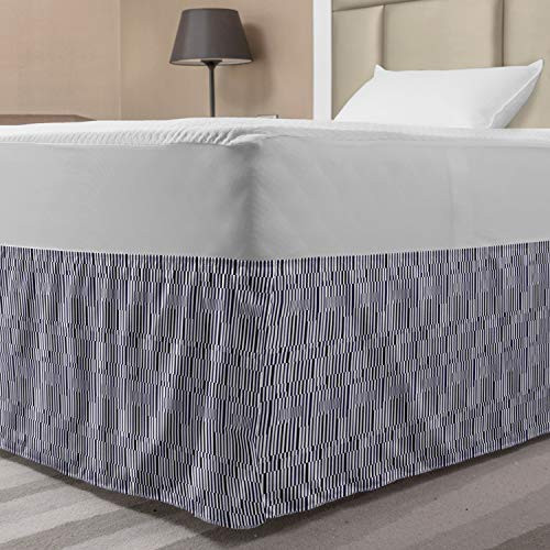 Lunarable Abstract Elastic Bed Skirt Illustration of Repetitive Modern Lines with Optical Illusion Effect Wrap Around Fabric Bedskirt Dust Ruffle for Bedroom Twin/Twin XL Dark Indigo and White Lunarable Abstract Elastic Bed Skirt Illustration of Repetitive Modern Lines with Optical Illusion Effect Wrap Around Fabric Bedskirt Dust Ruffle for Bedroom Twin/Twin XL Dark Indigo and White
