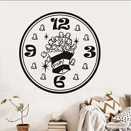 Coon Popcorn Wall Stickers Cute Removable Kitchen Refrigerator Stickers Kitchen Room Clock Circle Vinyl Wall Decal 40X60Cm