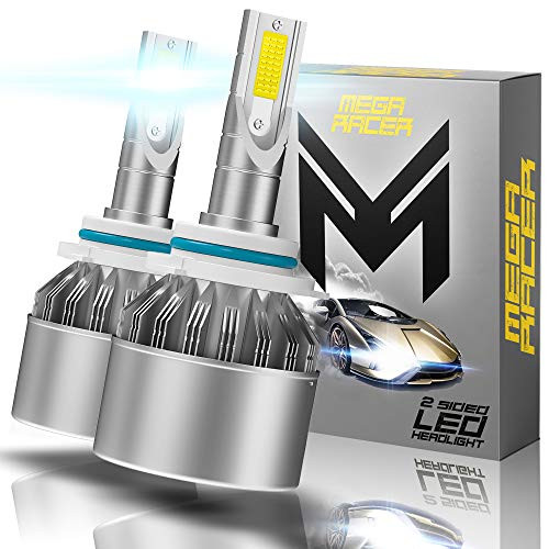 Mega Racer 2 Sided 9005/HB3 LED Headlight Bulbs - High Beam 40 Watt 6000K Diamond White 8000 Lumen COB IP68 Waterproof Rating 2 Pieces