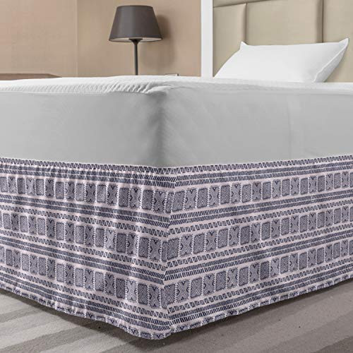 Lunarable Ethnic Bed Skirt Modern Soft Colored Geometrical Bohemian Tribal Aztec Squares Triangles Lines Elastic Bedskirt Dust Ruffle Wrap Around for Bedding Decor Twin/Twin XL Rose Dark Indigo Lunarable Ethnic Bed Skirt Modern Soft Colored Geometrical Bohemian Tribal Aztec Squares Triangles Lines Elastic Bedskirt Dust Ruffle Wrap Around for Bedding Decor Twin/Twin XL Rose Dark Indigo