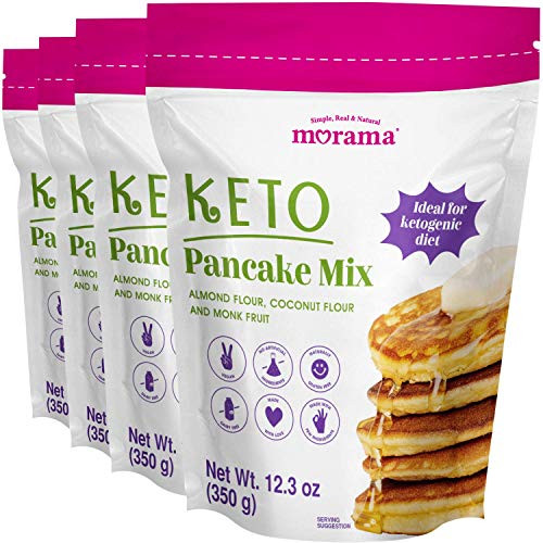 Keto Pancake Mix MORAMA 12.3oz -Pack of 4- - Paleo Friendly - Gluten Free Keto Waffles - Low Carb Pancake Mix - Dairy Free  and  Vegan - Almond and Coconut Flour for Nutritional Ketosis - Healthy Pancakes