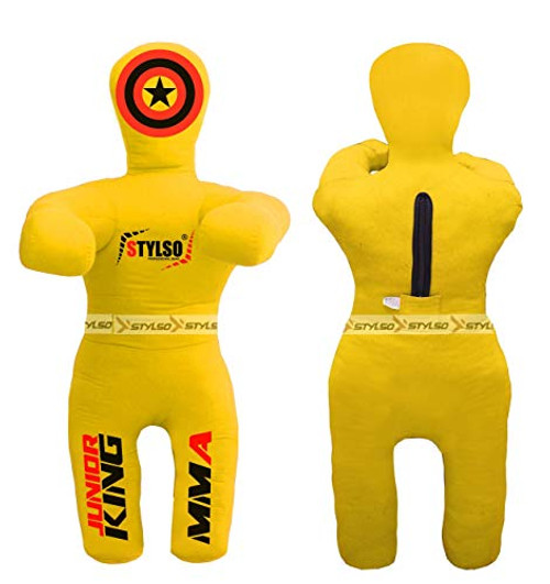 Kids Wrestling Dummy Boys Grappling Dummies - Brazilian Jiu Jitsu BJJ Mixed Martial Arts MMA Boxing Judo Karate Training Punching Bag Children Exercise Doll Youth Throwing Buddy -Yellow 120 CM-