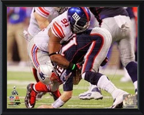 Justin Tuck New York Giants Super Bowl XLVI Action Photo -Size 9 inch x 11 inch- Framed