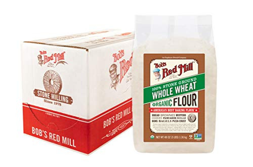 Bobs Red Mill Organic Whole Wheat Flour 3 Pound -Pack of 4- 192 Ounce