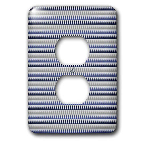 3dRose Anne Marie Baugh - Patterns - Modern Blue and Gray Geometric Triangle Pattern - 2 plug outlet cover -lsp_317648_6-