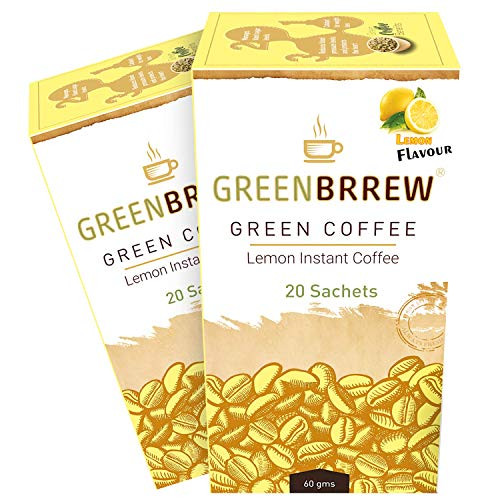 Greenbrrew Healthy 100 percent Natural Lemon Instant Unroasted Green Coffee Beans Extract - Each Pack 60g -20 Sachets PP- - Pack of 2 Greenbrrew Healthy 100 percent Natural Lemon Instant Unroasted Green Coffee Beans Extract - Each Pack 60g -20 Sachets PP- - Pack of 2