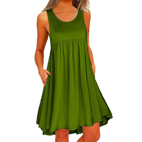 Xinantime Womens O Neck Casual Lace Sleeveless Above Knee Dress Loose Party Mini Dress -Army GreenS- Xinantime Womens O Neck Casual Lace Sleeveless Above Knee Dress Loose Party Mini Dress -Army GreenS-
