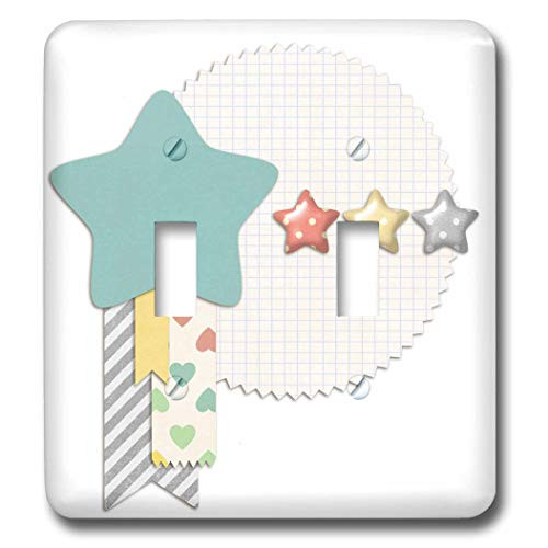 3dRose Cute Stars On Graph Circle With Ribbons Illustration - Light Switch Covers -lsp_328605_2-