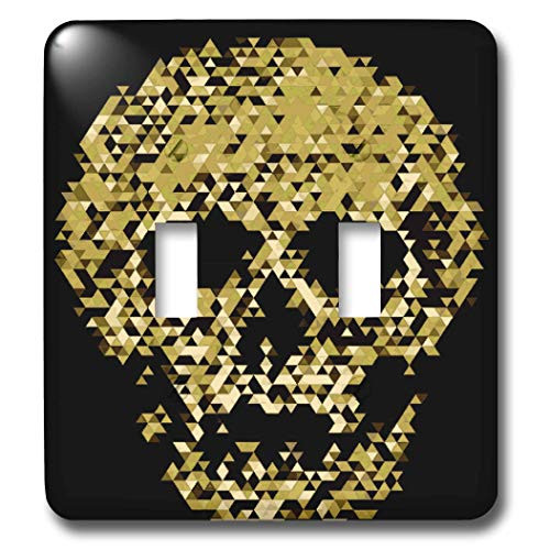 3dRose Taiche - Vector - Skull - Geometric Polygon Triangle Skull Pattern In Golden Colors - double toggle switch -lsp_298253_2-