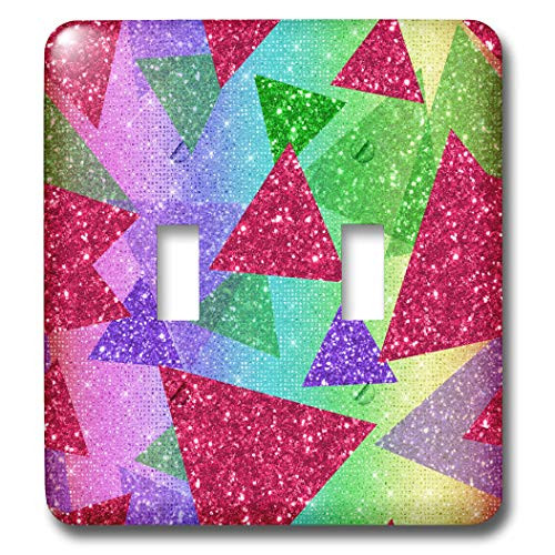 3dRose Modern Glam Rainbow Colors Image Of Glitter Triangle. - Light Switch Covers -lsp_338063_2-