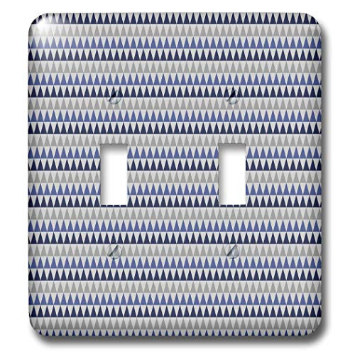 3dRose Anne Marie Baugh - Patterns - Modern Blue and Gray Geometric Triangle Pattern - double toggle switch -lsp_317648_2-