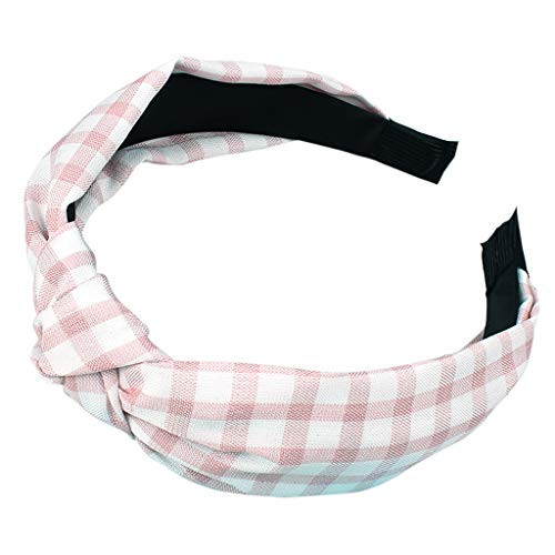 Holzkary Elegant Plaid Hair Hoop Wide Headbands Fashion Tie Knot Hairband Headwear Cloth Hair Accessories for Women-Pink- Holzkary Elegant Plaid Hair Hoop Wide Headbands Fashion Tie Knot Hairband Headwear Cloth Hair Accessories for Women-Pink-
