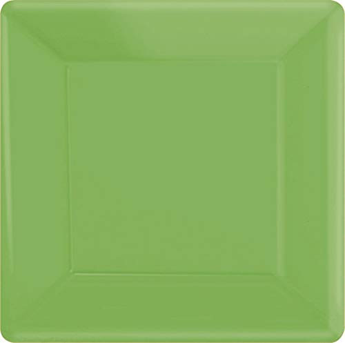 Amscan Square Paper Tableware Plastic Plates 10 inch Green