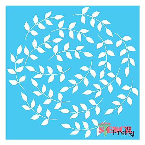 Stencil - Leaf Wreath Circle - Center Frame  and  Backdrop Template-XL2 -18 inch x 18 inch-- Brilliant Blue Color Material