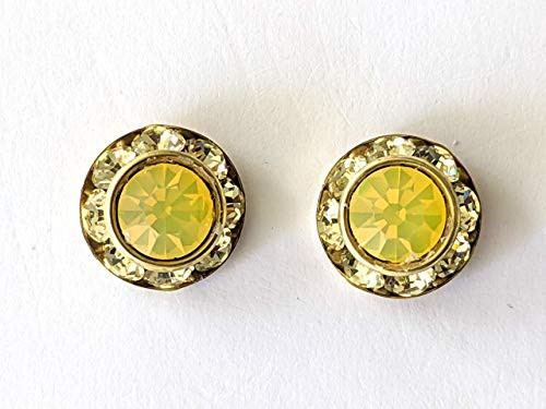 Jonquil and Yellow Opal Crystal Earrings Vintage Swarovski Studs Gold Post Yellow Rhinestone Jewelry Jonquil and Yellow Opal Crystal Earrings Vintage Swarovski Studs Gold Post Yellow Rhinestone Jewelry