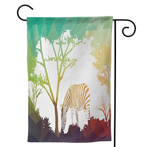ScottDecor Africa Small Garden Flag Easter Welcome Yard Decor Digital Zebra Figure in Fractal Display Vivid Colors A Look at Kenya Illustration Multicolor Garden Size-12 by 18 inch