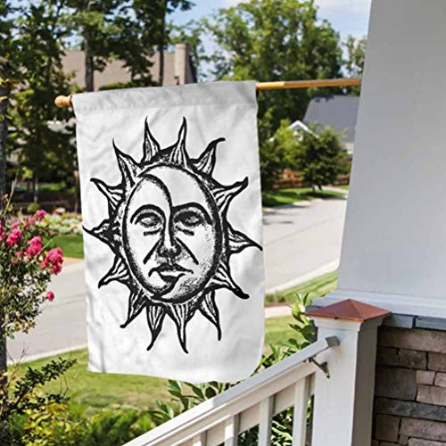 Anmaseven Sun and Moon Spring Gift Home Decorative Outdoor Double Sided Flag Ancient Grungy Display Garden Size-12 by 18 inch