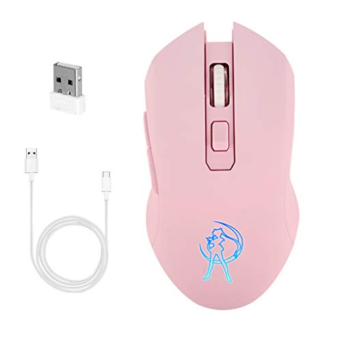 Huluda Pink Silent LED Optical Game Mice 1600DPI 2.4G USB Wireless Mouse for PC Laptop
