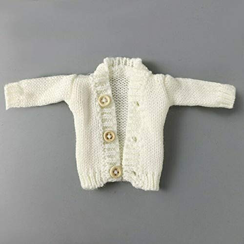 Fits Barbie Clothes White Barbie Sweater 3 Button Casual sweater for Barbie dolls Winter clothes for Barbie Handmade for Barbie Outerwear