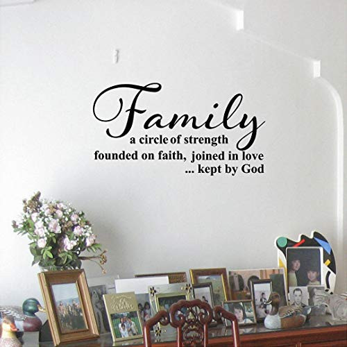 Wall Stickers Decal Wall Art 39.4 x 19.68 Inch Family A Circle of Strength Founded On Faith Joined in Love Kept by God Vinyl Wall Decal
