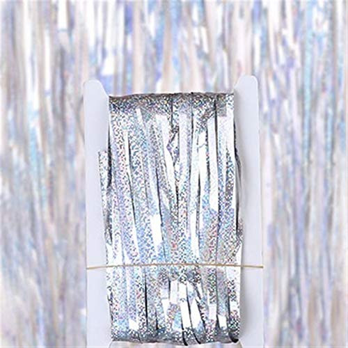 2M 3M 4M Metallic Foil Fringe Shimmer Backdrop Wedding Party Wall Decoration Photo Booth Backdrop Tinsel Glitter Curtain Gold -Color  Laser Silver Size  1M Width 4M Length-