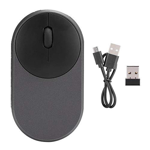 Denkerm Wireless Mouse 3 Modes USB Mute Small Bluetooth Gaming Mouse Rechargeable Exquisite Mobile Mouse 4 Buttons 1600DPI for Computer PC Laptop-Pure Black-