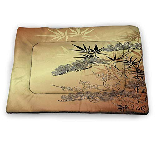 prunushome Dog Bed Dog Crate Mat Grandma Pet Pillow Bed Stars and Heart Silhouettes with Swirled Lines Pattern on Bokeh Background for Dog Sleeping Purple Coral White -18 inchx12 inch-