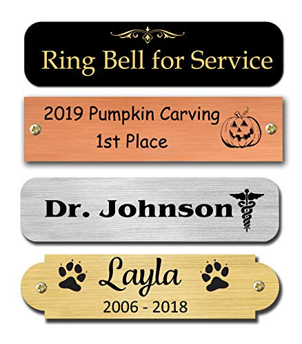 0.5 inch H x 2 inch W Brass Nameplates Metal Plate Personalized Custom Engraved Tag Name Plaque Trophy Made in USA -Polished Silver-