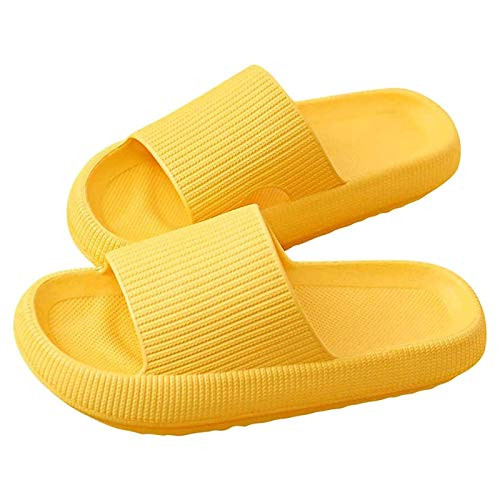 Xiakolaka Pillow Slides Slippers Super Soft Home Slippers for Women Men Massage Foam Bathroom Slippers Non-Slip Eva Pillow Slide Sandals Open Toe Thick Sole Slippers Yellow Women 6.5-7.5/Men 6.5--7