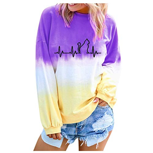 GDJGTA Womens Crewneck Colorblock Tie Dye Long/Short Sleeve Sleeveless Pullover Sweatshirt Tee Tank Top Shirt Blouse S-5XL