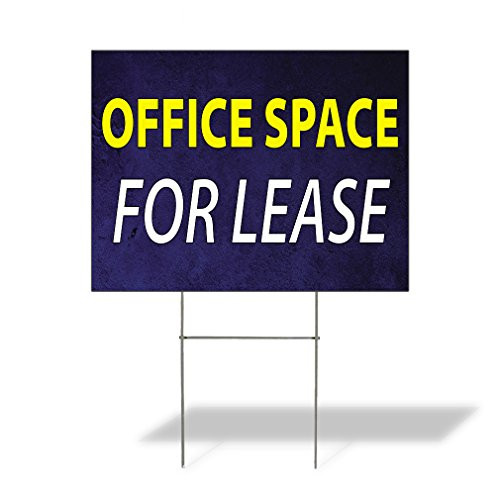 Plastic Weatherproof Yard Sign Office Space for Lease Blue for Sale Sign One Side 18inx12in
