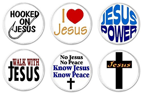 Set of 6 Jesus Christian Religion Religious - 3 inch Circle Sew/Iron On Patches