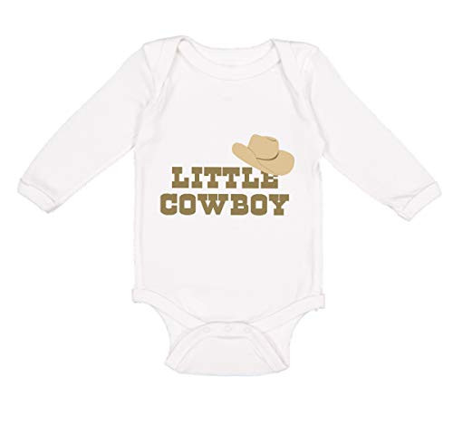 Cute Rascals Baby Long Sleeve Bodysuit Brown Little Cowboy Hat Funny Humor Boy  and  Girl Clothes Cotton A White Design Only 12 Months