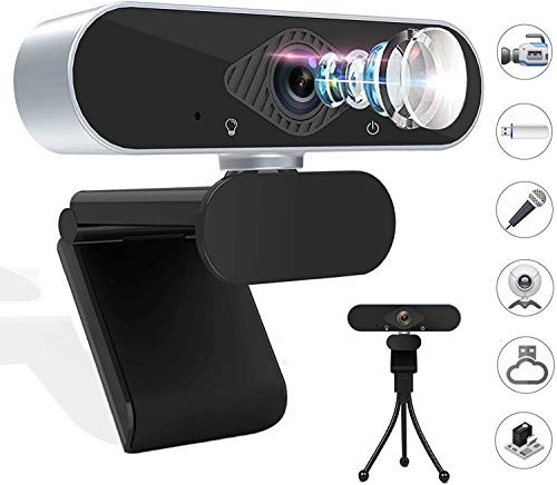 1080P Webcam with Microphone HD PC Webcam Laptop Plug and Play USB Webcam Streaming Computer Web Camera with 110-Degree View Angle Desktop Webcam for Video Calling Recording