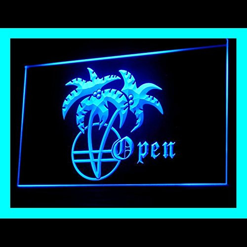 120146 Palm Tree Open Beer TIKI BAR DRAFT BEER Display LED Light Neon Sign