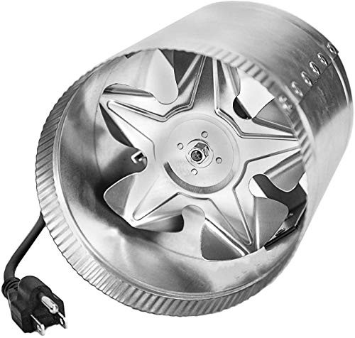 iPower 8 Inch 420 CFM Inline Duct Vent Blower Booster Fan for HVAC Exhaust and Intake 5.5 Grounded Power Cord Low Noise silver 8 inch