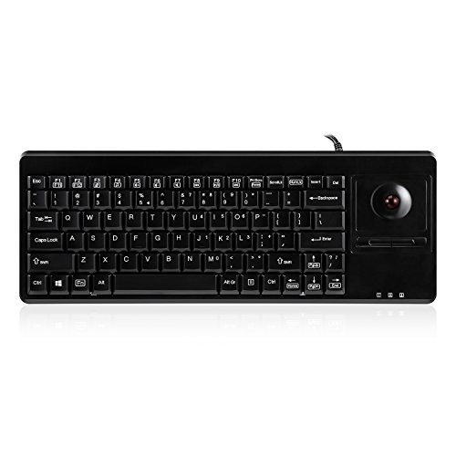Perixx PERIBOARD-514H PLUS Wired Keyboard with Trackball - 14.57x5.39x1.02 Inch - USB Port with 2 Hubs - Trackball Updated in 2015