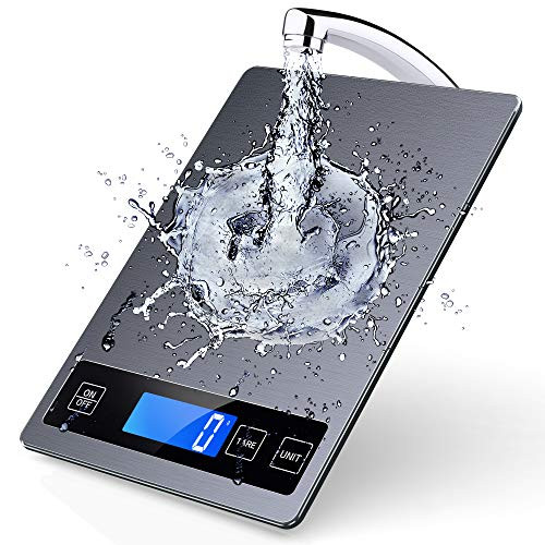Nicewell Food Scale 22lbs Digital Kitchen Grey Stainless Steel Scale Weight Grams and oz for Cooking Baking 1g/0.1oz Precise GraduationTempered Glass