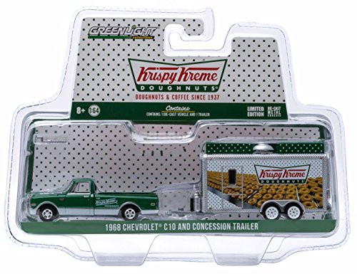 1968 CHEVROLET C10 & CONCESSION TRAILER (Krispy Kreme Doughnuts) * Hitch & Tow Truck & Trailer Series 4 * Limited Edition 2015 Greenlight Collectibles 1:64 Scale Die-Cast Vehicle Set