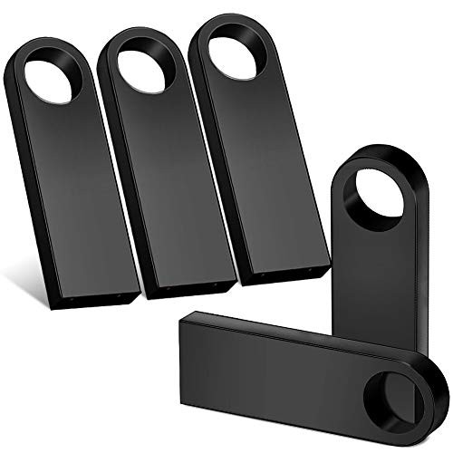 5 Pack 64GB USB 2.0 Flash Drive Memory Stick Thumb Drive Pen Drive Jump Drive with Keychain Black