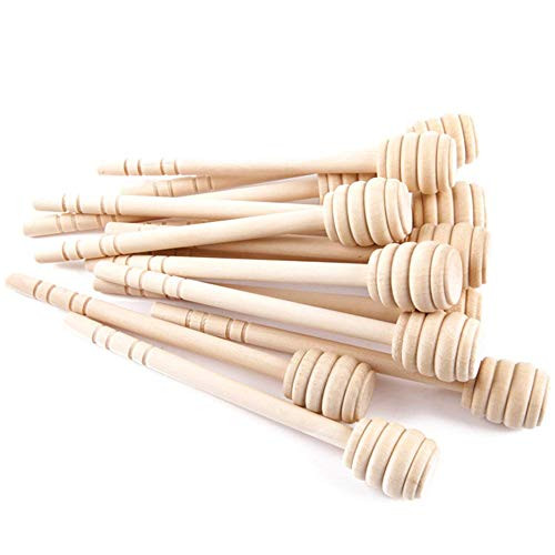 Ymkf Sqqr 100 PCS wood honey dipper sticks 6 inch server for honey Jar dispense drizzle honey