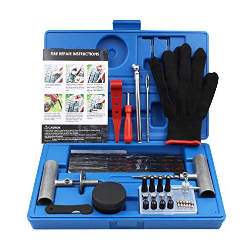 Tire Repair Kit 63 pcs Tire Patch Kit with Plugs to Fix Punctures and Plug Flats for Car Motorcycle Truck Tractor Trailer RV ATV ARB SUV -63pcs-