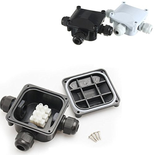 GGGarden Ip68 450V Outdoor Waterproof Junction Box 3 Cable Line Protection Connectors - Black