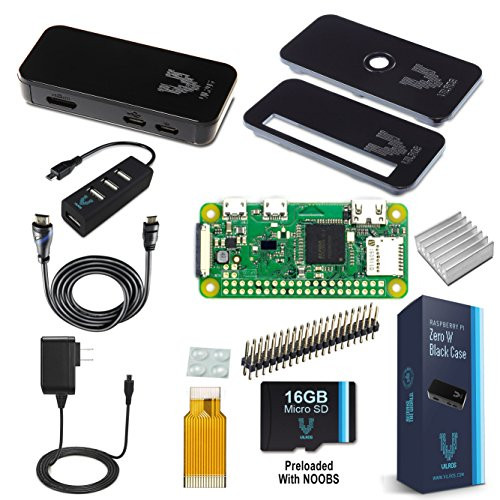 Vilros Raspberry Pi Zero W Complete Starter Kit-Premium Black Case Edition-Includes Pi Zero W and 7 Essential Accessories